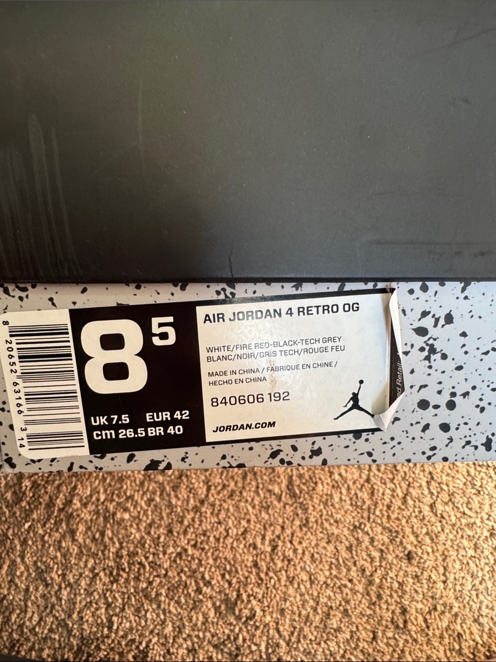 Jordan Retro IV White and Cement Grey Sneakers - Picture 5 of 5